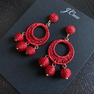 J. Crew Raffia-wrapped triple drop earrings